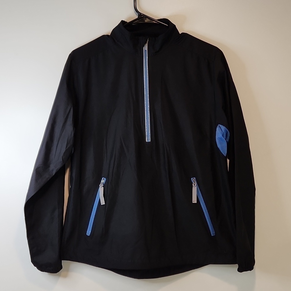 Nike Half Zip Pullover Windbreaker Unisex Youth Sz 8-10 Black/Blue EUC NICE